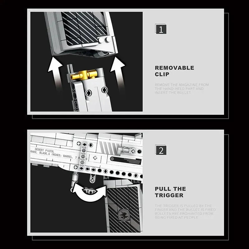 Military Gun Desert Eagle Pistol | 408pcs - Power Brickz