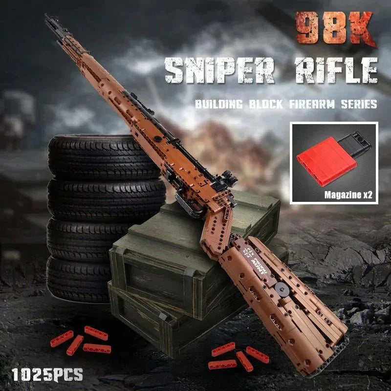 Military Mauser 98K Sniper Rifle - Building Set | Power Brickz