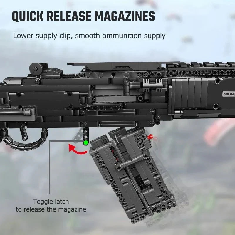 Military MK14 Battle Assault Rifle - Building Set | Power Brickz