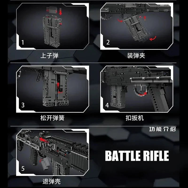 Military MK14 Battle Assault Rifle - Building Set | Power Brickz