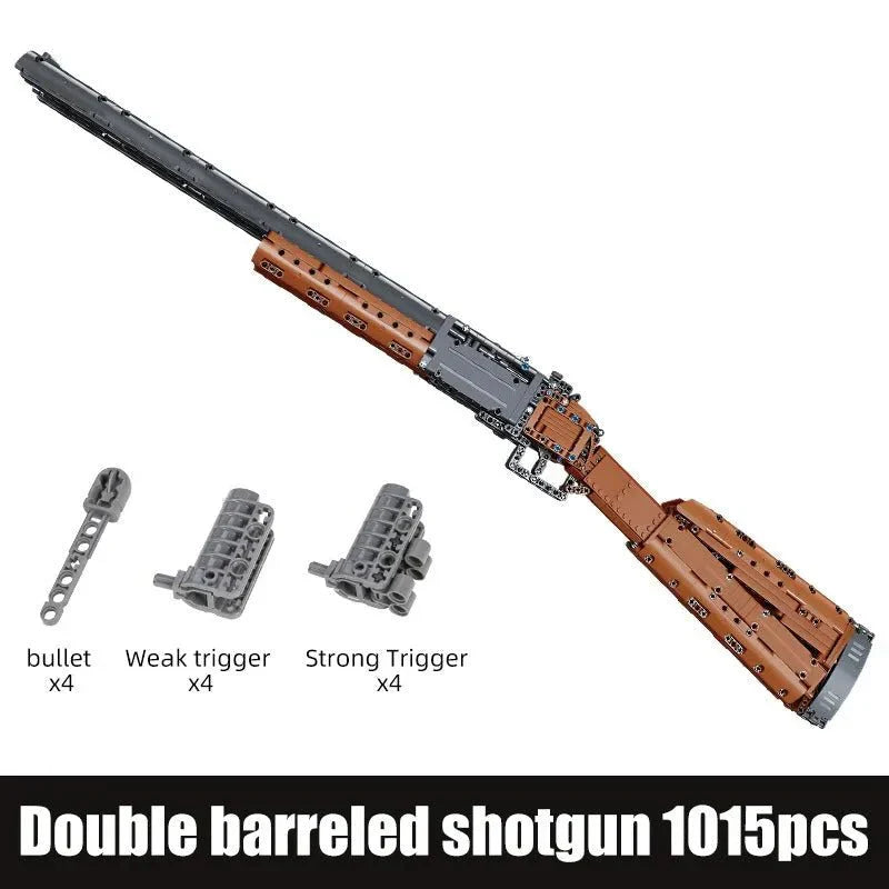 Military Motorized Double-Barreled Shotgun - Building Set | Power Brickz