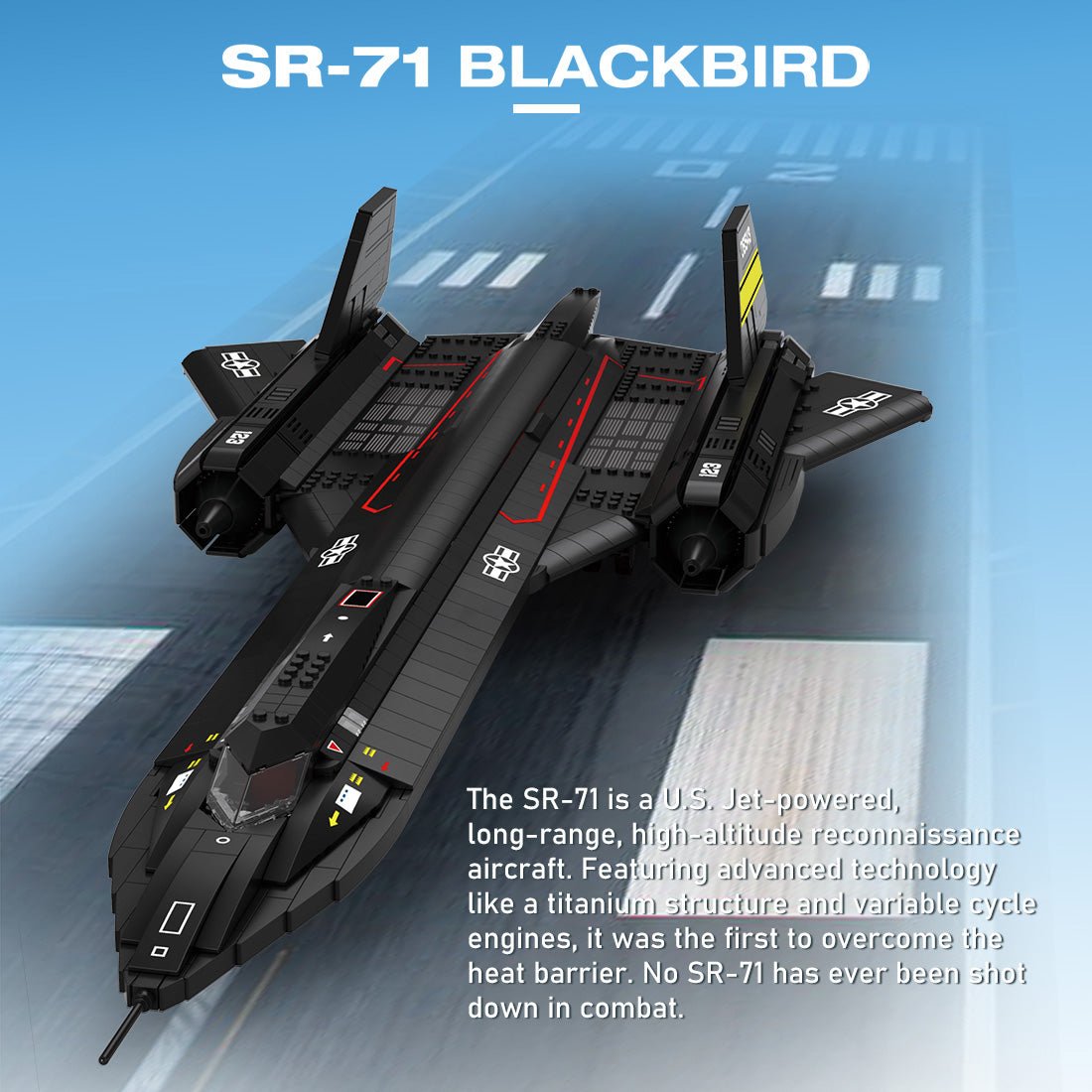 Sr71 Blackbird Tactical Aircraft - Building Set | Power Brickz