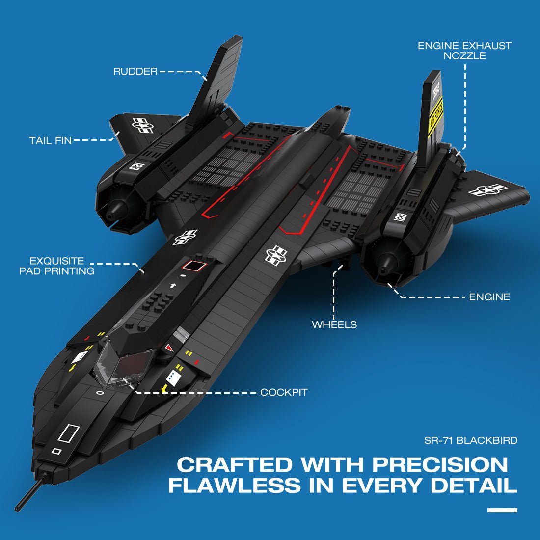 Sr71 Blackbird Tactical Aircraft - Building Set | Power Brickz