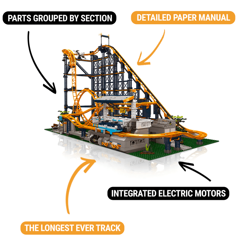 Motorised Looping Roller Coaster - Building Set | Power Brickz