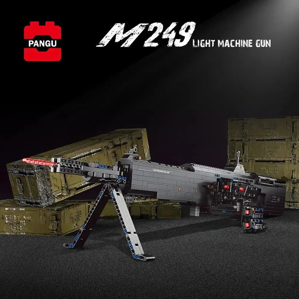 Motorized Burst Light Machine Gun - Building Set | Power Brickz