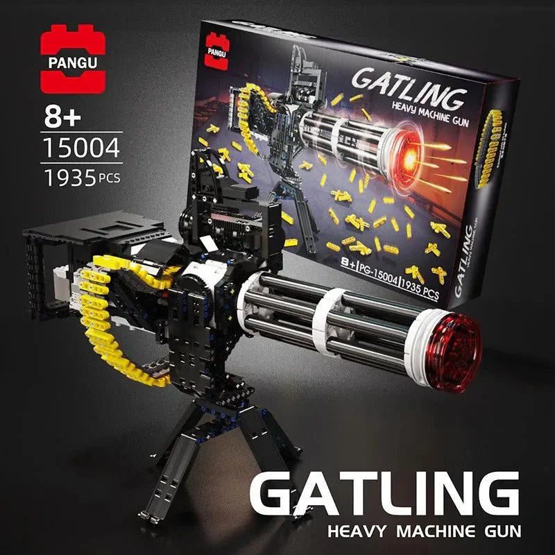 Motorized Gatling Heavy Machine Gun - Building Set | Power Brickz