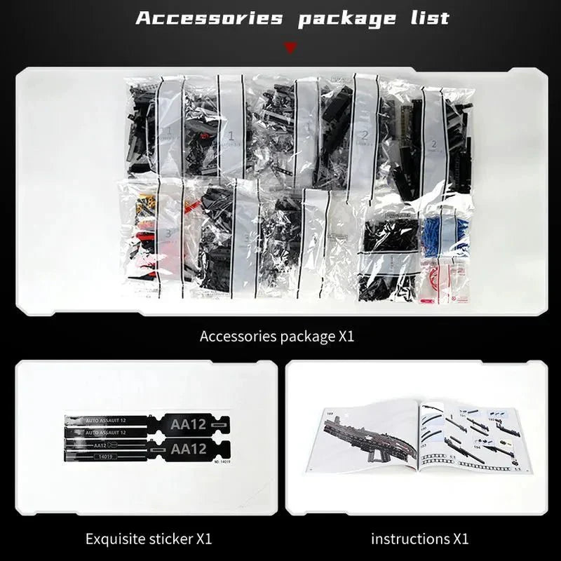 Motorized MPSAA-12 Assault Rifle - Building Set | Power Brickz