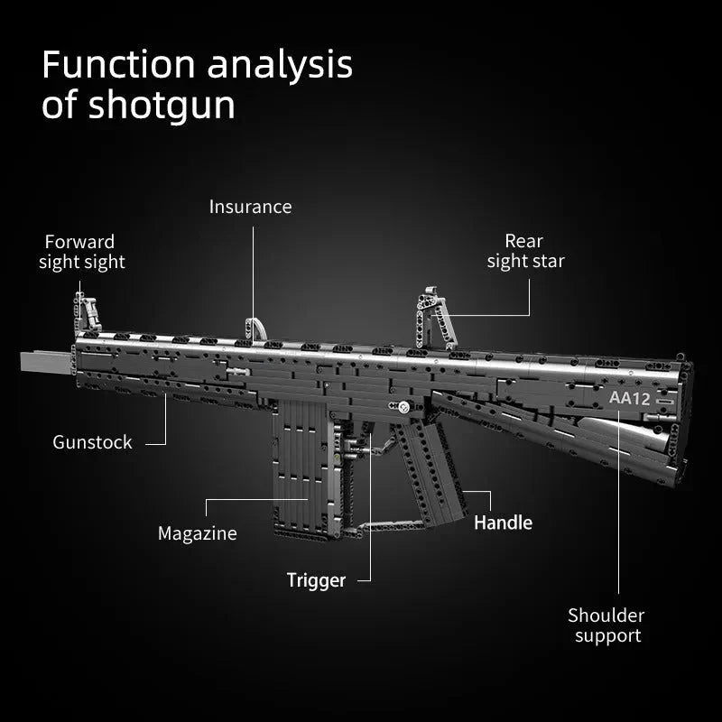 Motorized MPSAA-12 Assault Rifle - Building Set | Power Brickz