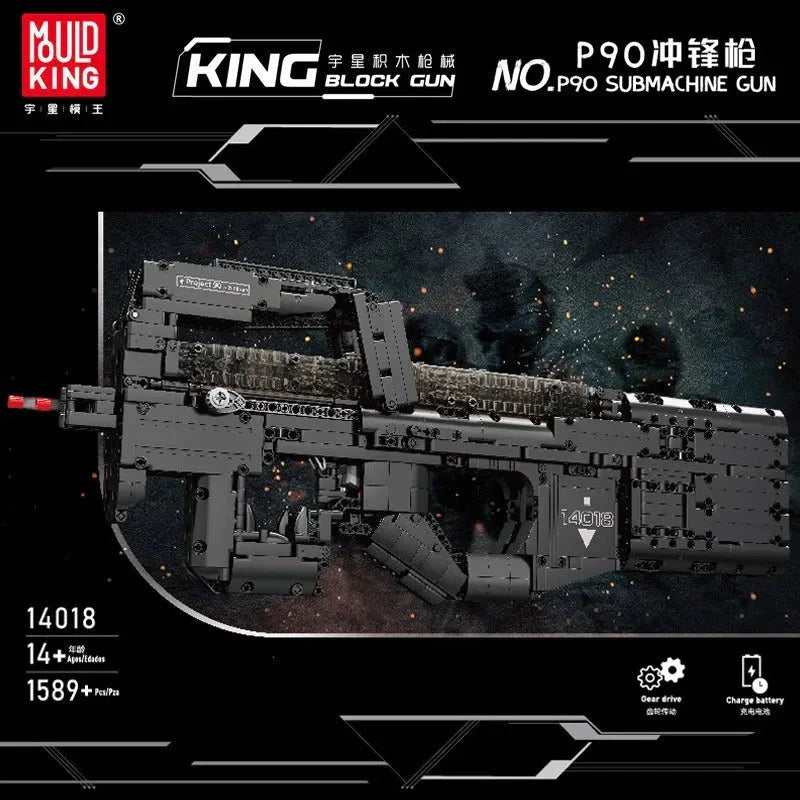 Motorized P90 SMG Gun - Building Set | Power Brickz