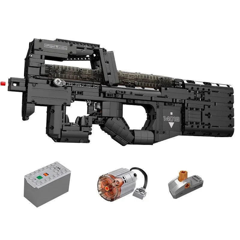 Motorized P90 SMG Gun - Building Set | Power Brickz