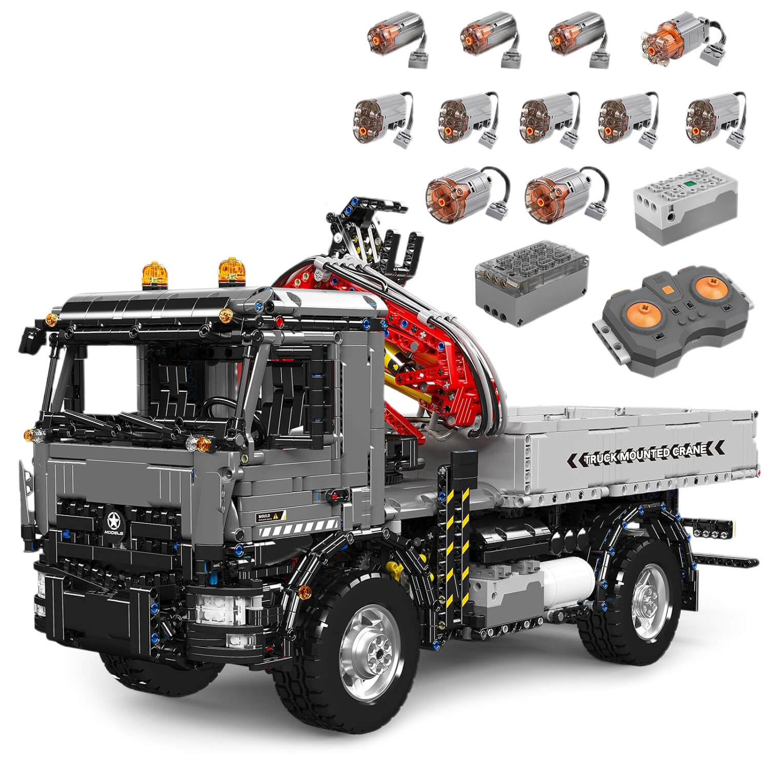 Motorized Truck-Mounted Crane - Building Blocks Set | Power Brickz