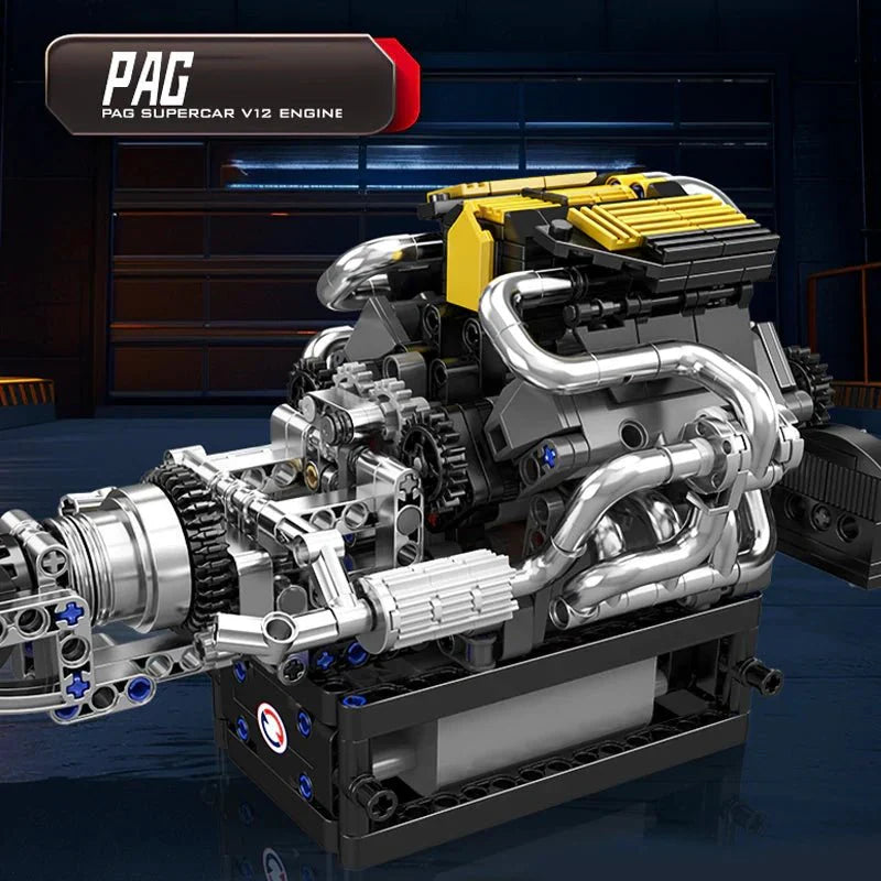 PAG Supercar V12 Engine Technic - Building Set | Power Brickz