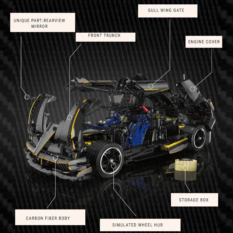 Carbon-Fiber Italian Hypercar - Building Blocks Set | Power Brickz