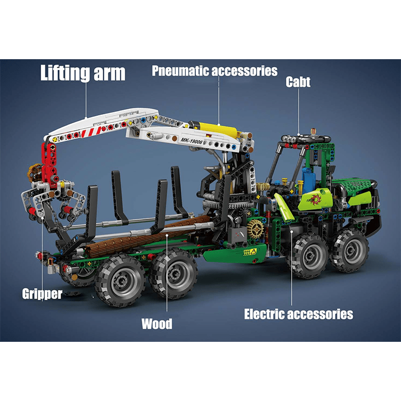 Pneumatic Forestry Harvester - Building Set | Power Brickz