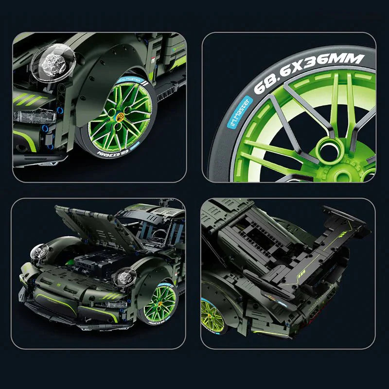 WidebodyRetro Sport Coupe Green - Building Blocks Set | Power Brickz