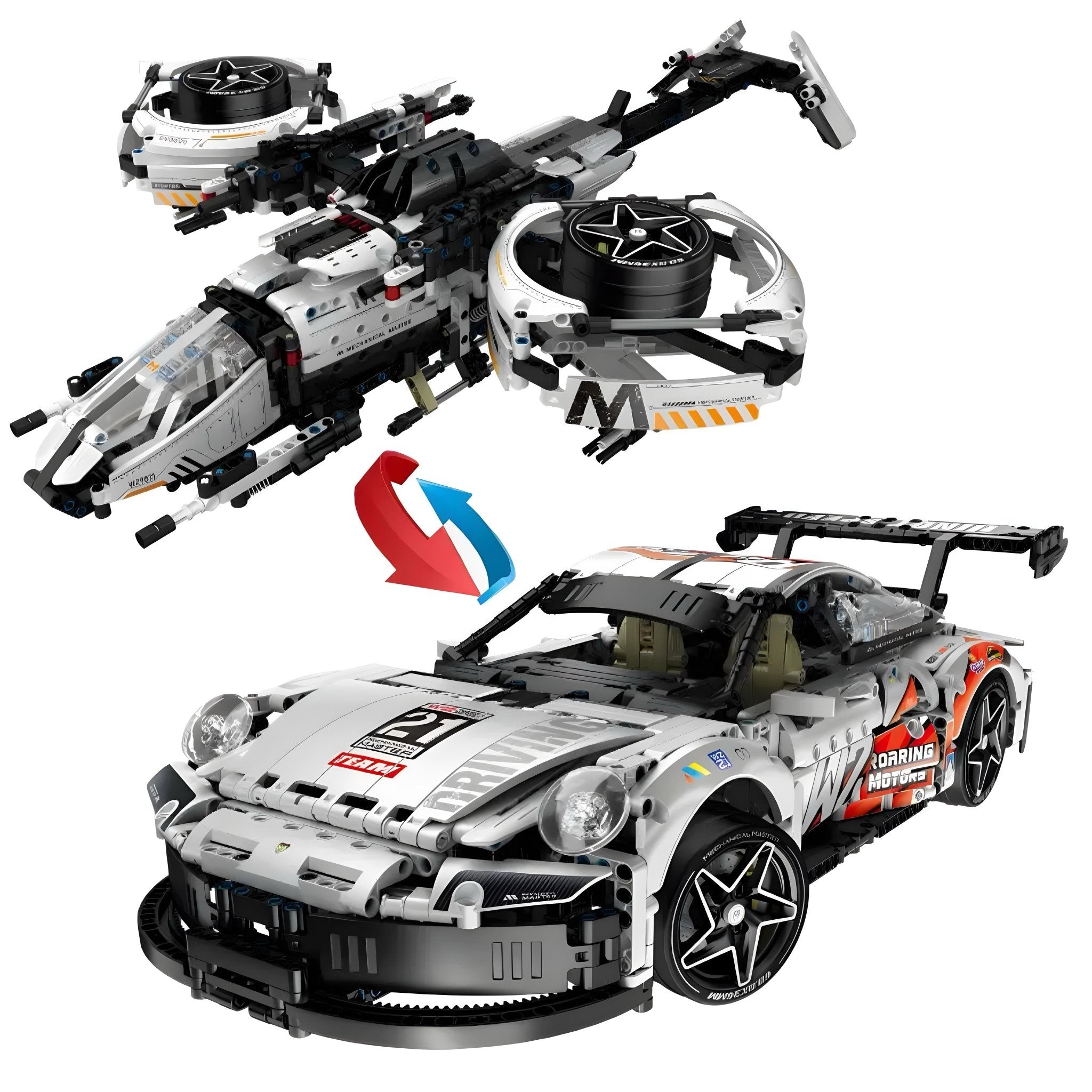 2-in-1 Transforming Sports Coupe - Building Blocks Set | Power Brickz