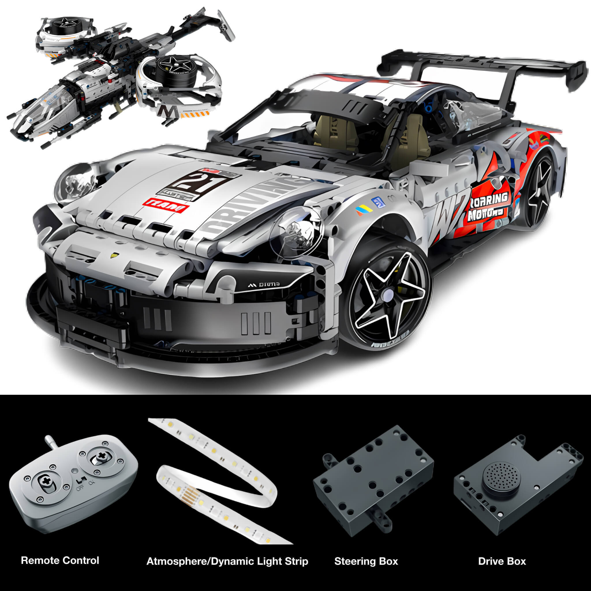 2-in-1 Transforming Sports Coupe - Building Blocks Set | Power Brickz