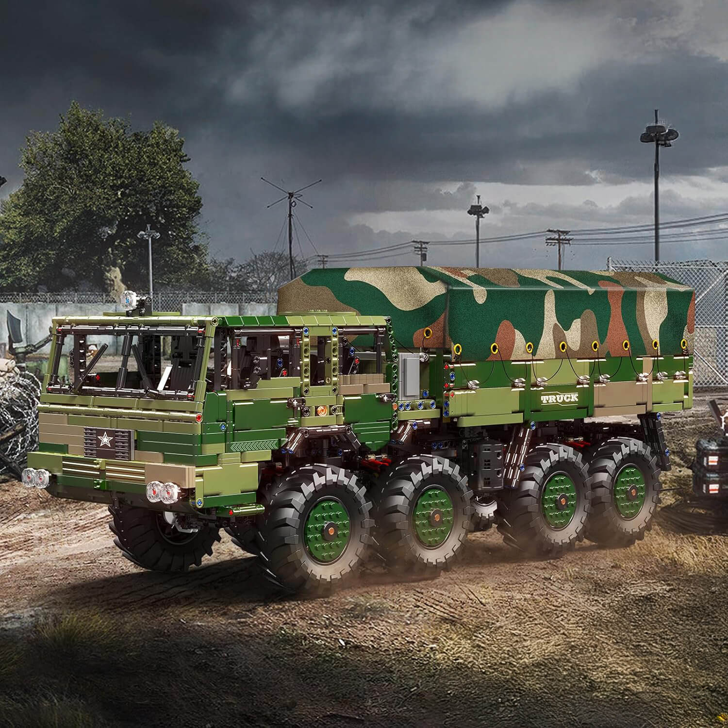 RC 4x4 Military Hauler - Building Blocks Set | Power Brickz