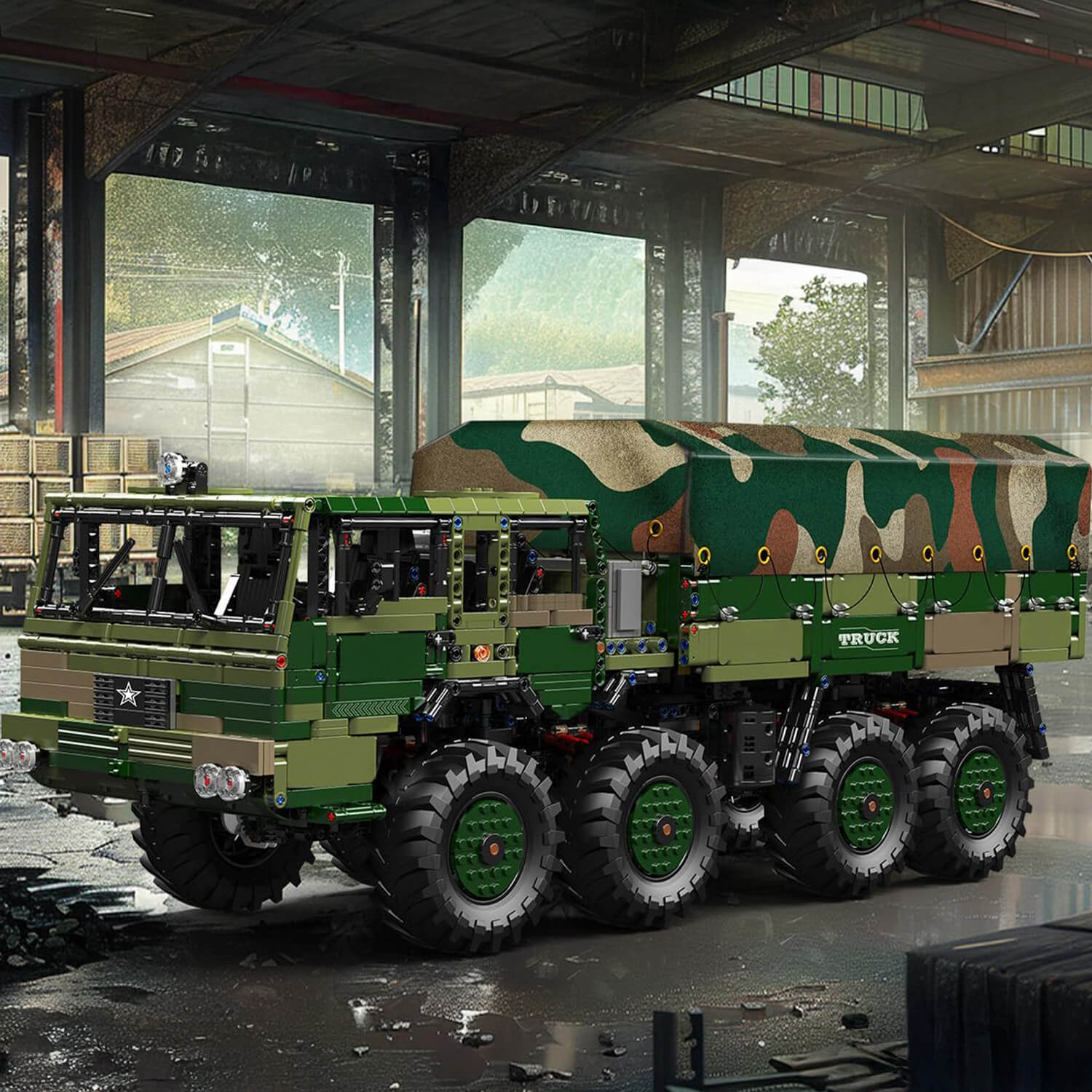RC 4x4 Military Hauler - Building Blocks Set | Power Brickz
