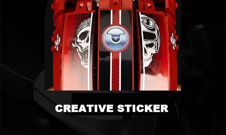 Red Custom Chopper - Building Set | Power Brickz