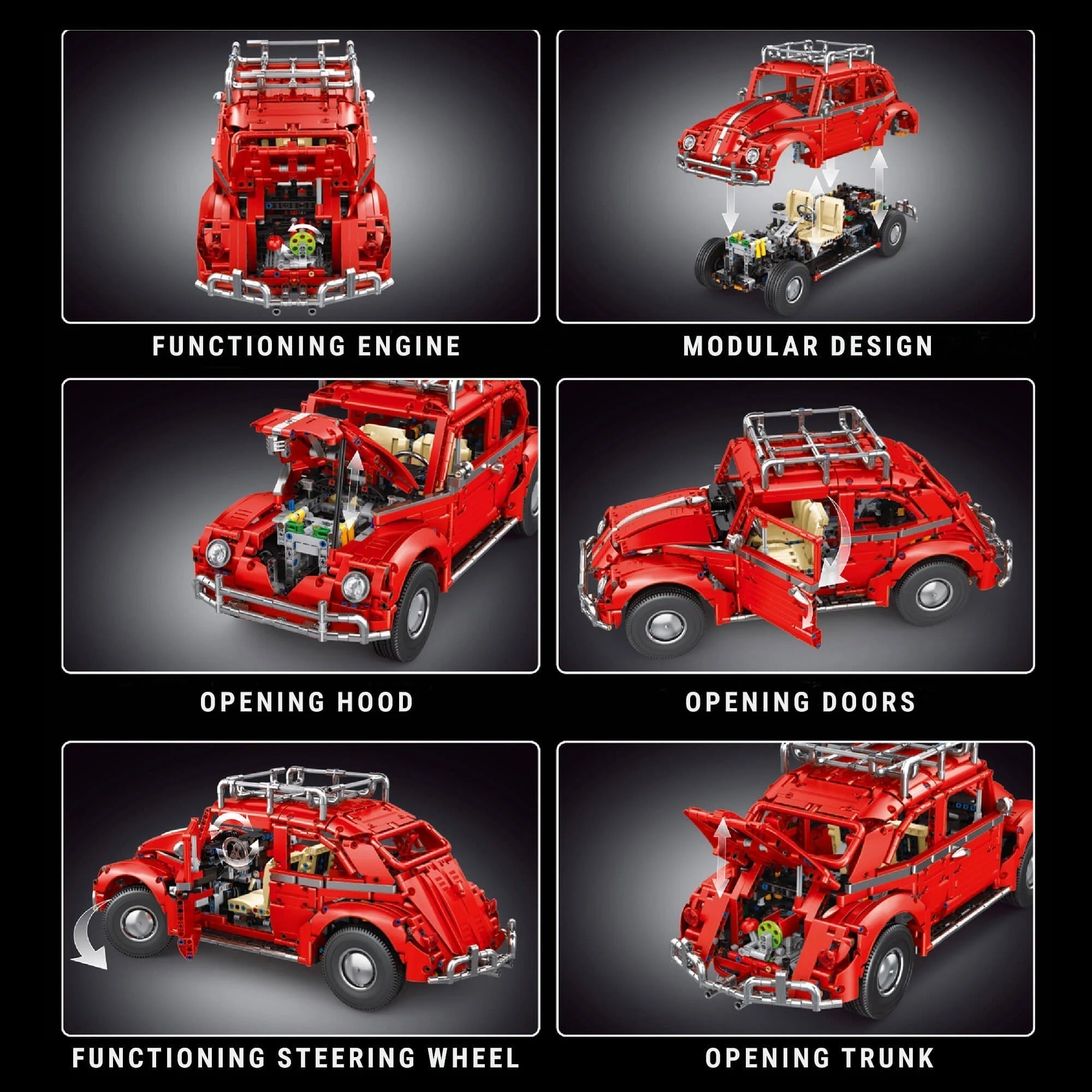 Retro Beetle Car Classic - Building Blocks Set | Power Brickz