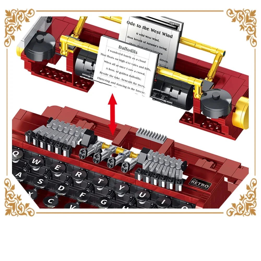 Retro Mechanical Typewriter - Building Set | Power Brickz