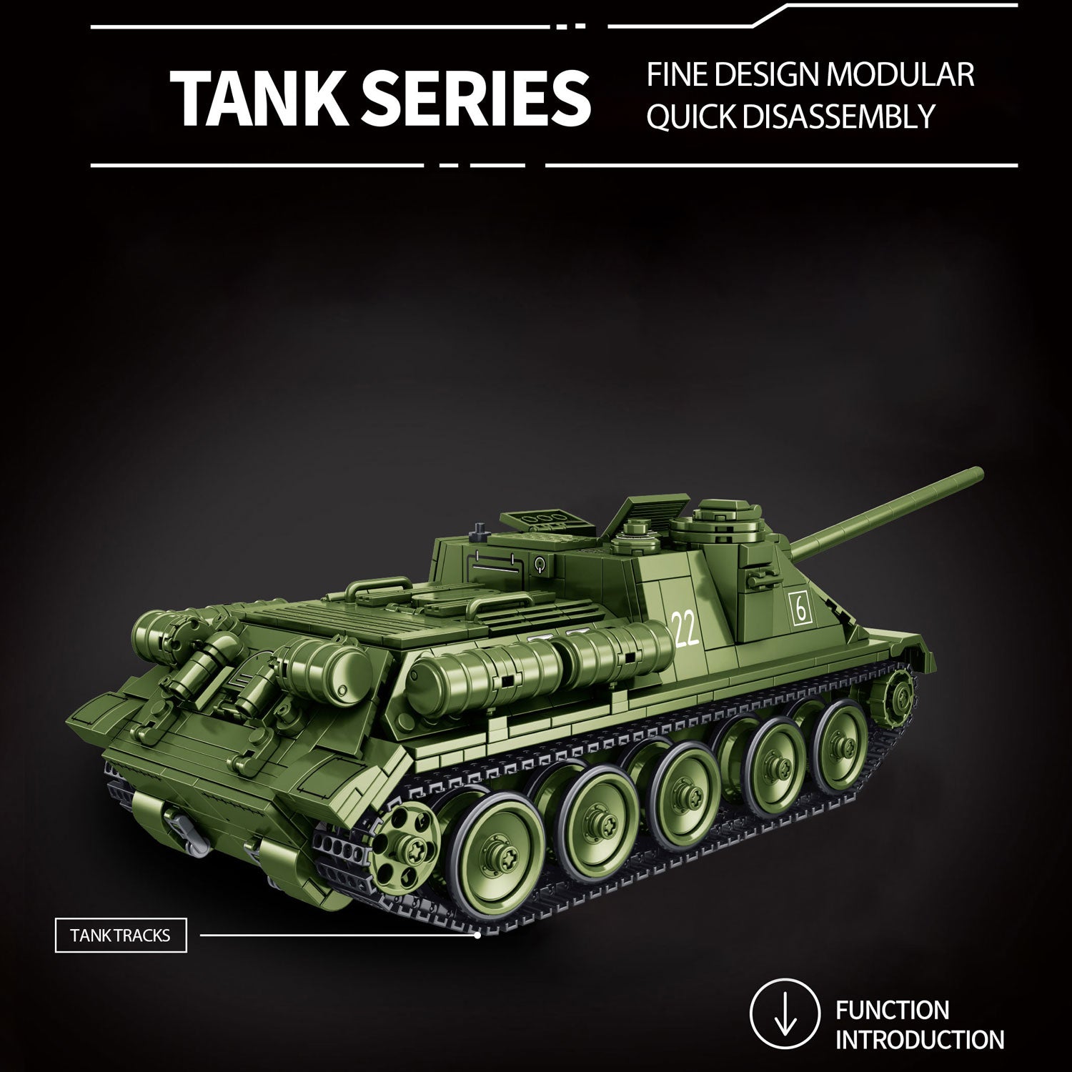 SU-100 tank - Building Set | Power Brickz