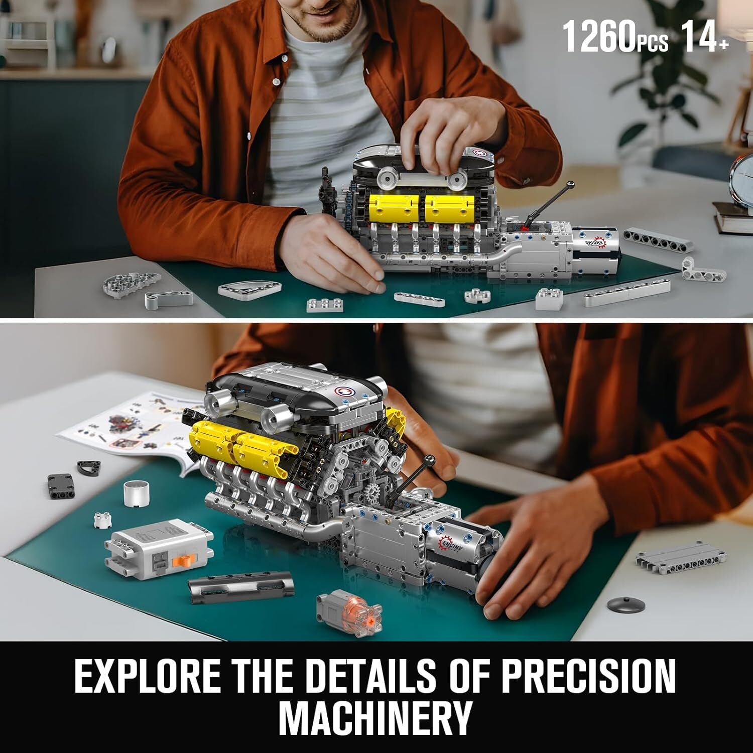 Supercar V12 Engine & Transmission | 1260pcs - Power Brickz