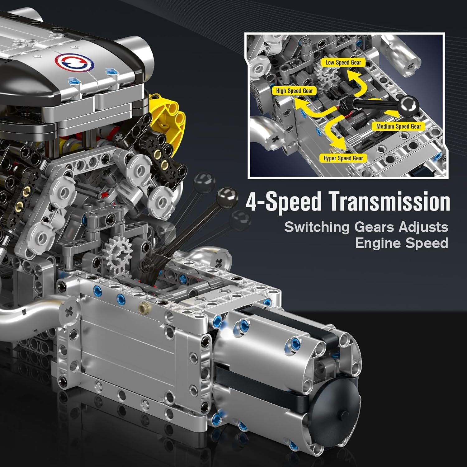 Supercar V12 Engine & Transmission | 1260pcs - Power Brickz