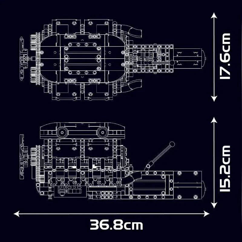 Supercar V12 Engine & Transmission | 1260pcs - Power Brickz