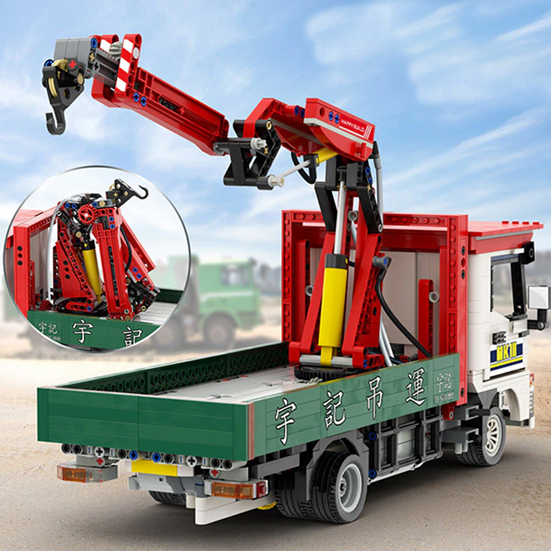 Truck With Crane Remote Control - Building Blocks Set | Power Brickz
