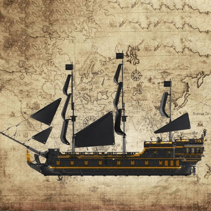 Black Pirate Ship - Building Set | Power Brickz