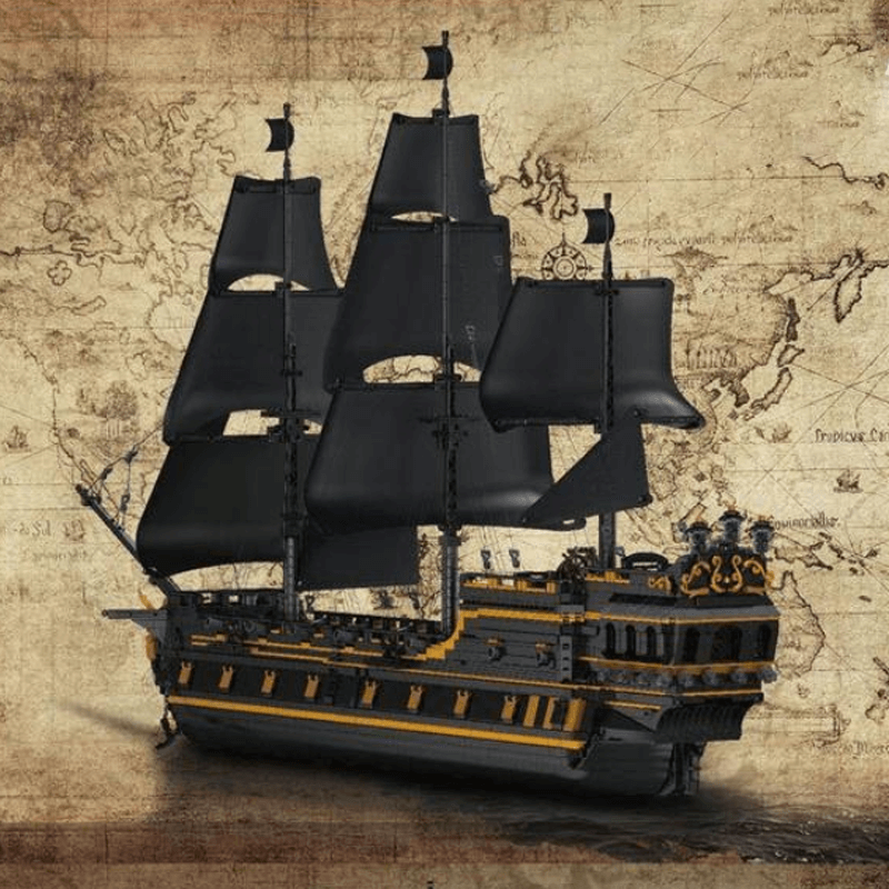 Black Pirate Ship - Building Set | Power Brickz