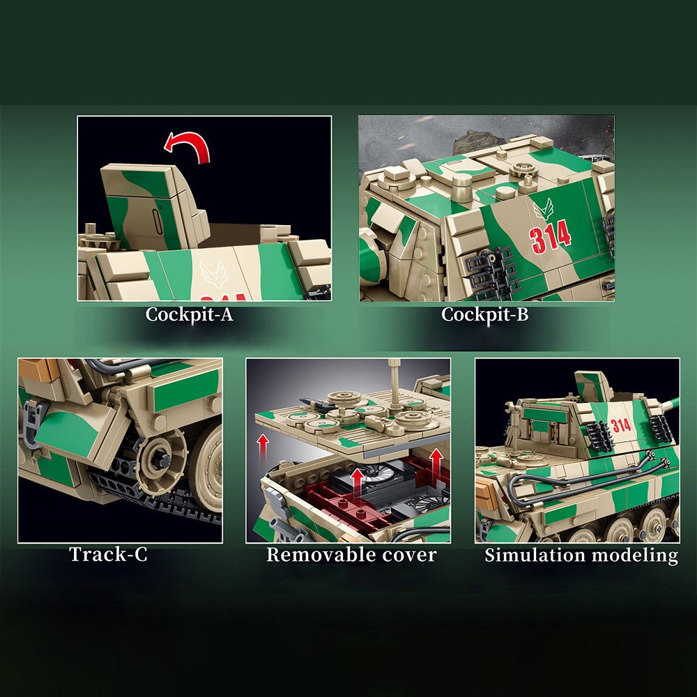 Tiger Heavy Armored Tank - Building Set | Power Brickz