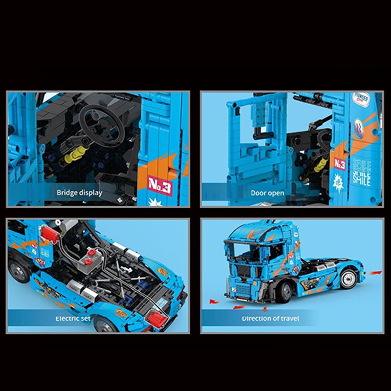 RC Long-Haul Trailer Truck - Building Blocks Set | Power Brickz