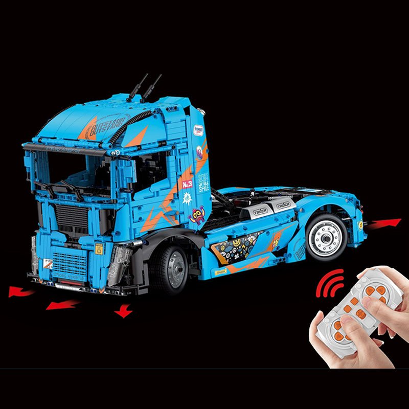 RC Long-Haul Trailer Truck - Building Blocks Set | Power Brickz