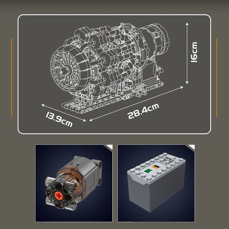 Turbojet Engine Model Kit | 1214pcs - Power Brickz