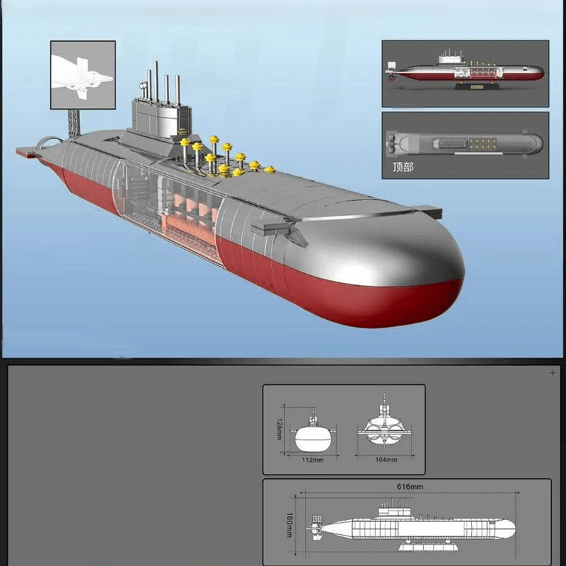 Type 9411 Nuclear Submarine - Building Set | Power Brickz