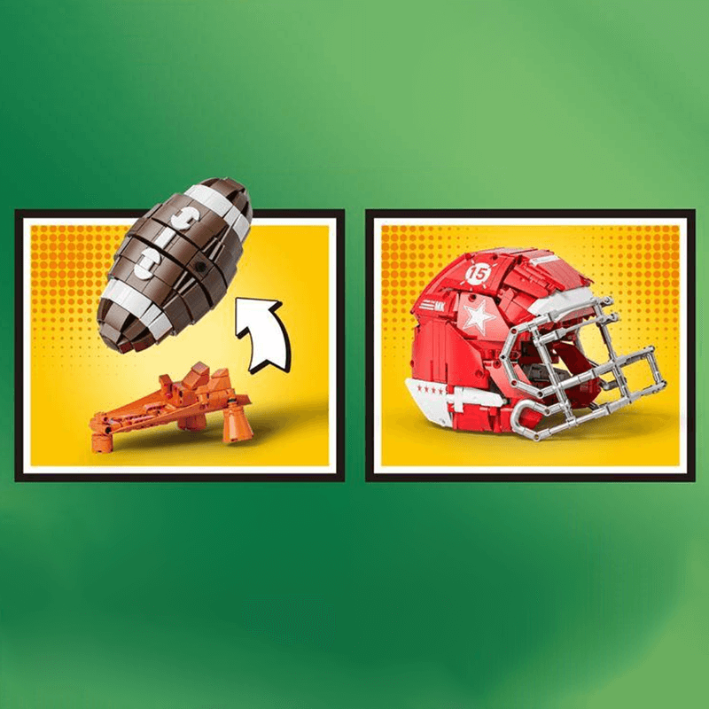 US Football Helmet and Ball - Building Set | Power Brickz