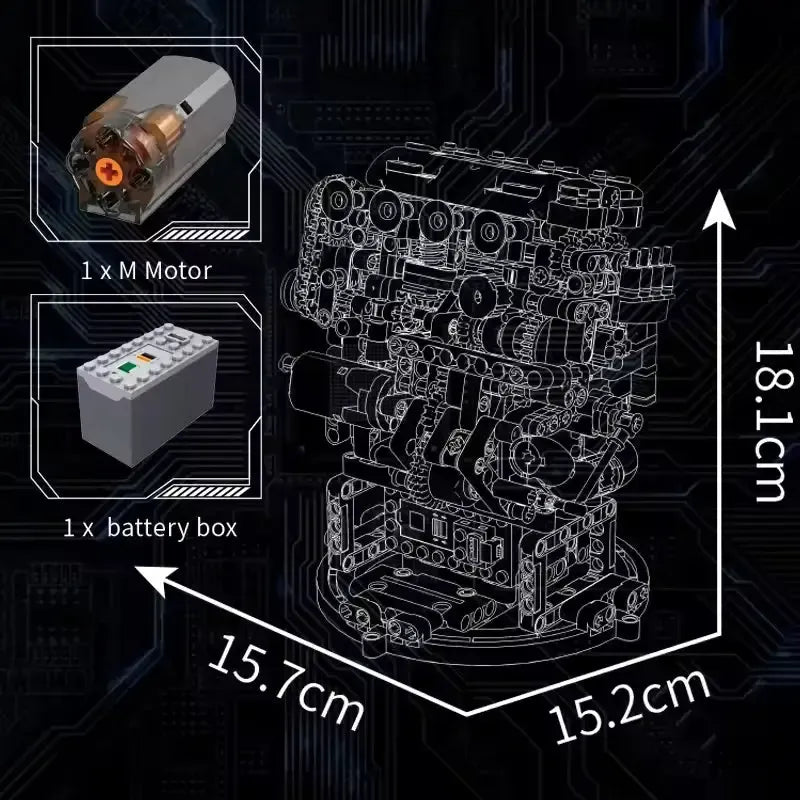 VTEC DOHC Motorized Engine | 772pcs - Power Brickz