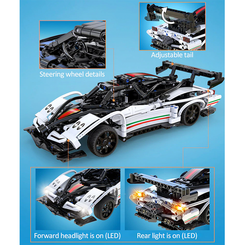 Zonda Cinque Hypercar Remote Control - Building Blocks Set | Power Brickz