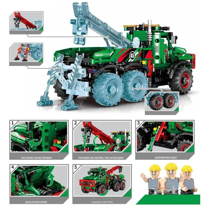 6x6 Crane Construction Truck - Building Set | Power Brickz