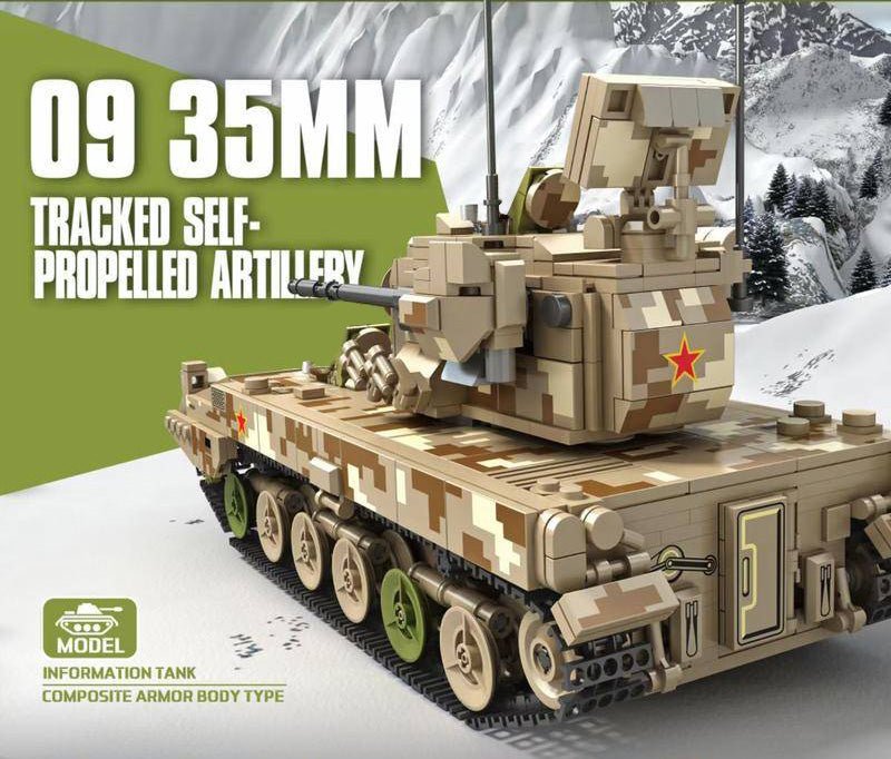 09 Type 35mm Tracked Self Propelled Anti Aircraft Artillery - Building Set | Power Brickz