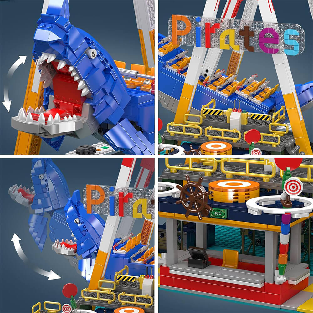 Motorized Shark Swing Ride - Building Blocks Set | Power Brickz
