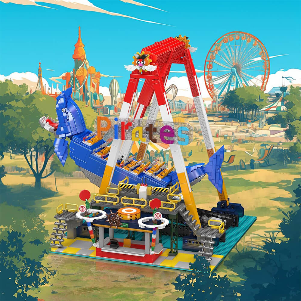 Motorized Shark Swing Ride - Building Blocks Set | Power Brickz