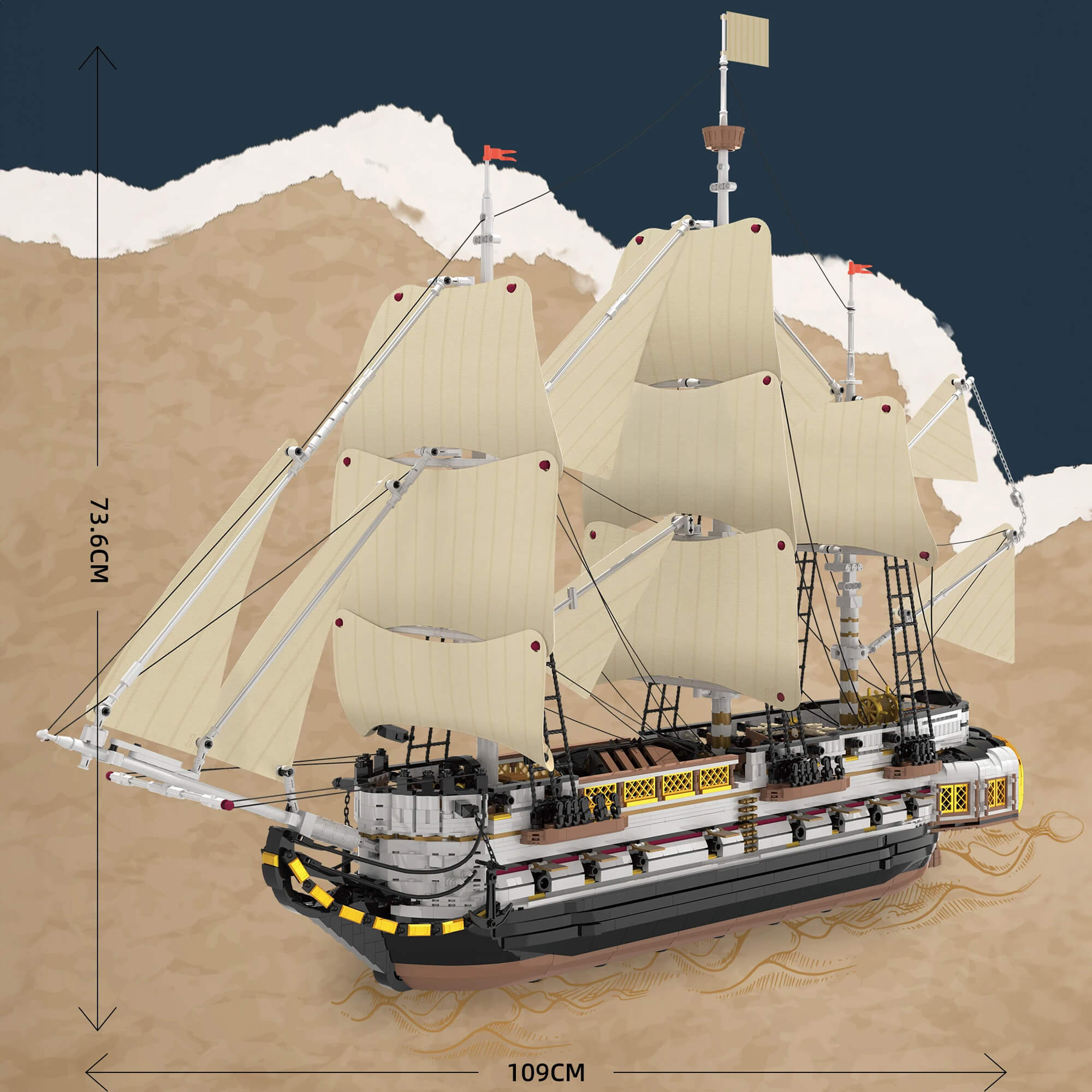 Imperial Era Warship - Building Blocks Set | Power Brickz