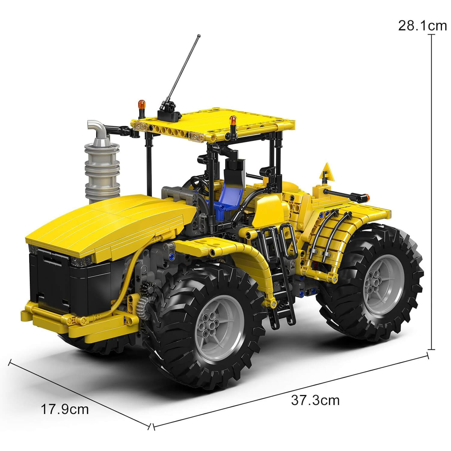 Yellow Tractor Remote Control - Building Blocks Set | Power Brickz