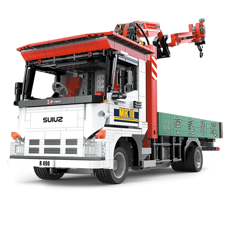 Truck With Crane Remote Control - Building Blocks Set | Power Brickz
