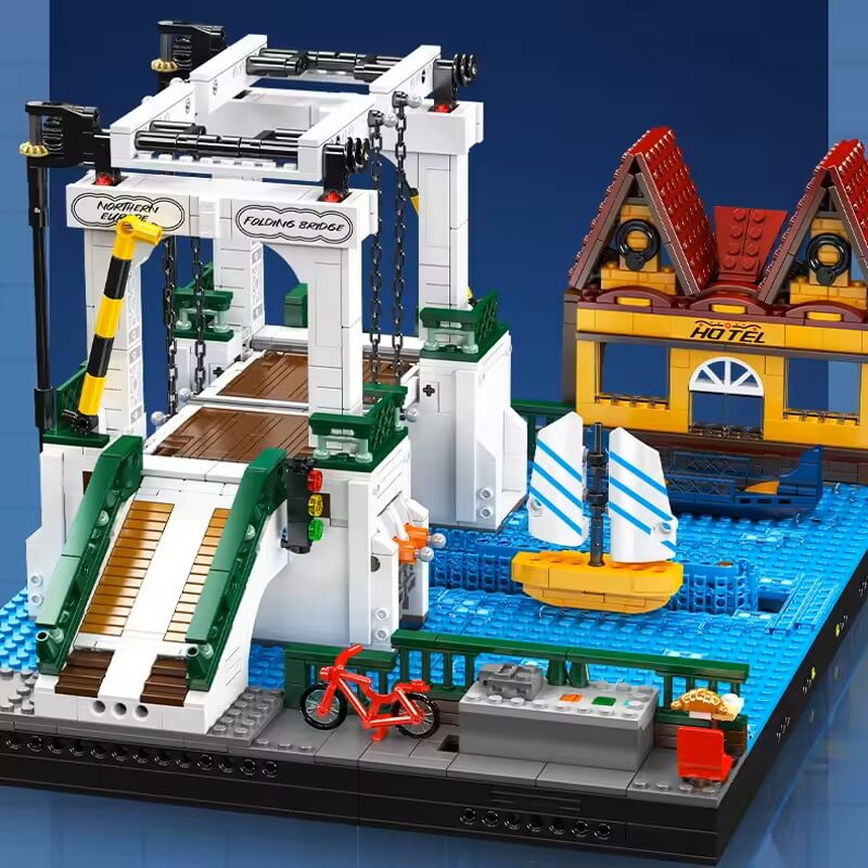 Motorized Nordic Drawbridge - Building Blocks Set | Power Brickz