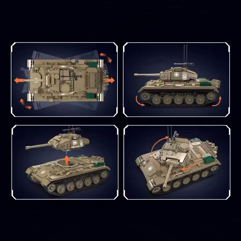 M24 Chaffee Tank Remote Control - Building Blocks Set | Power Brickz